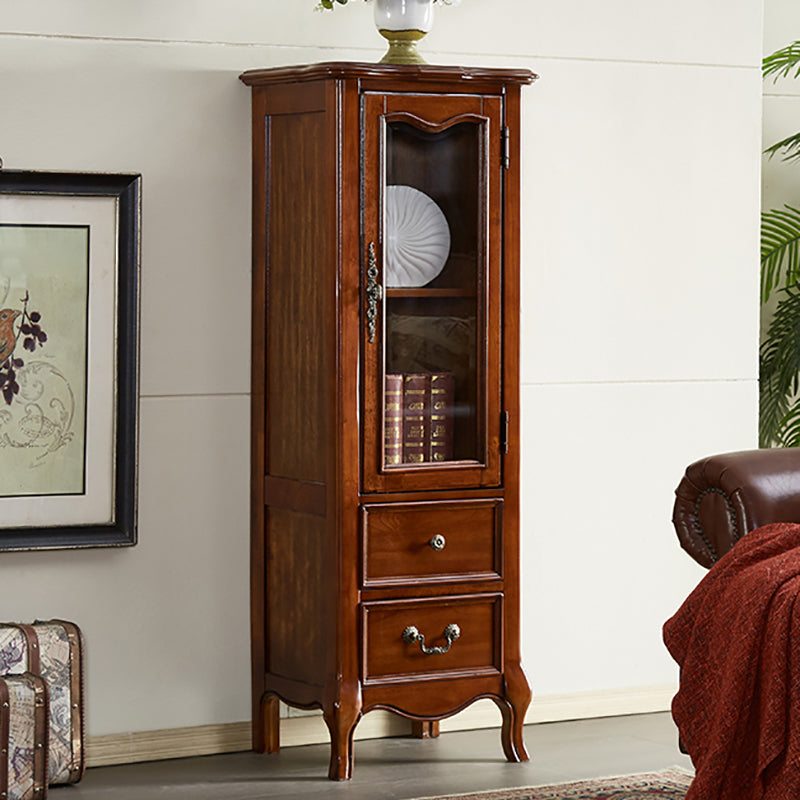 Traditional Display Stand Rubberwood Hutch Cabinet for Living Room