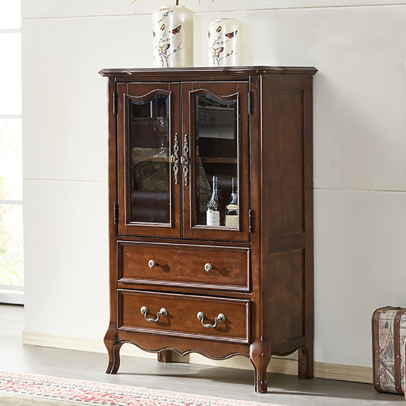 Traditional Display Stand Rubberwood Hutch Cabinet for Living Room