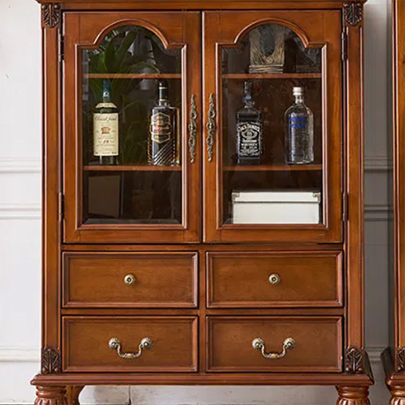 Traditional Display Stand Rubberwood Hutch Cabinet for Living Room