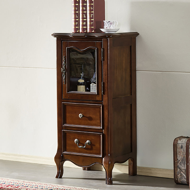 Traditional Display Stand Rubberwood Hutch Cabinet for Living Room