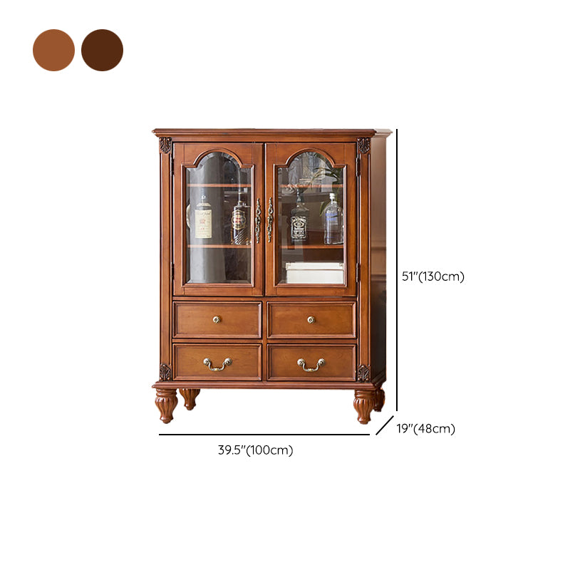 Traditional Display Stand Rubberwood Hutch Cabinet for Living Room