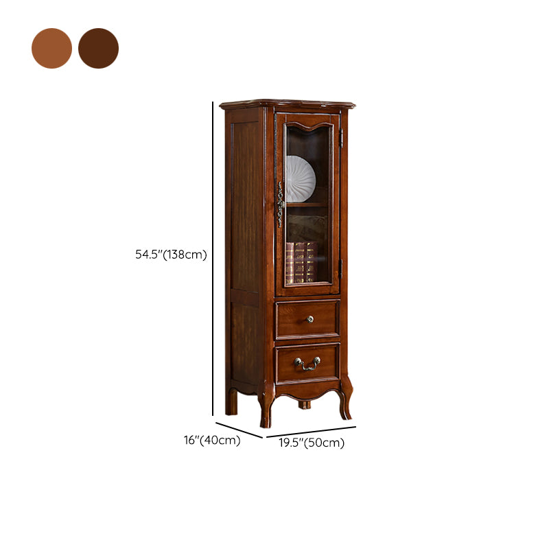 Traditional Display Stand Rubberwood Hutch Cabinet for Living Room