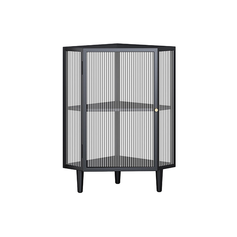 Contemporary Metal Curio Cabinet Corner Unit Display Cabinet with Doors for Dining Room