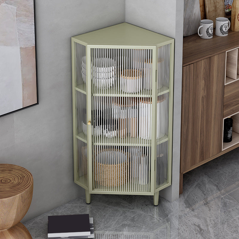 Contemporary Metal Curio Cabinet Corner Unit Display Cabinet with Doors for Dining Room