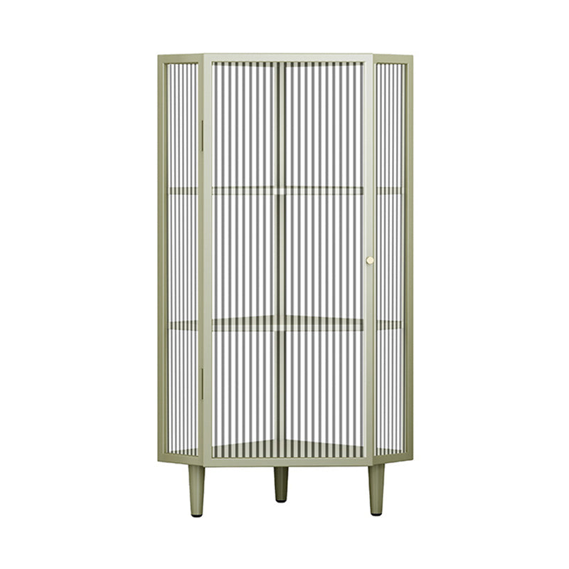 Contemporary Metal Curio Cabinet Corner Unit Display Cabinet with Doors for Dining Room