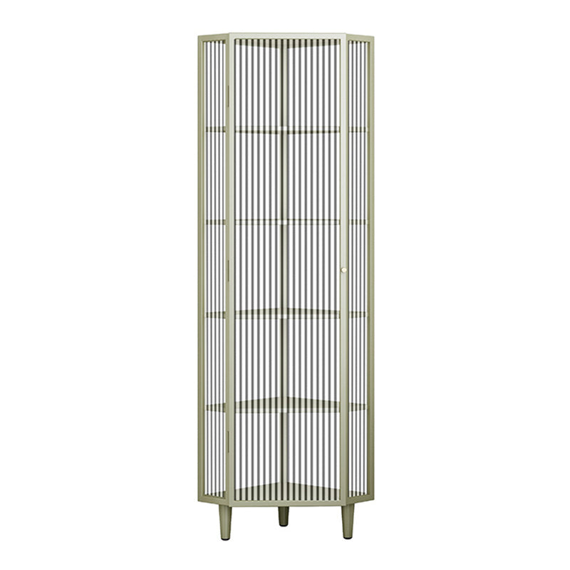 Contemporary Metal Curio Cabinet Corner Unit Display Cabinet with Doors for Dining Room