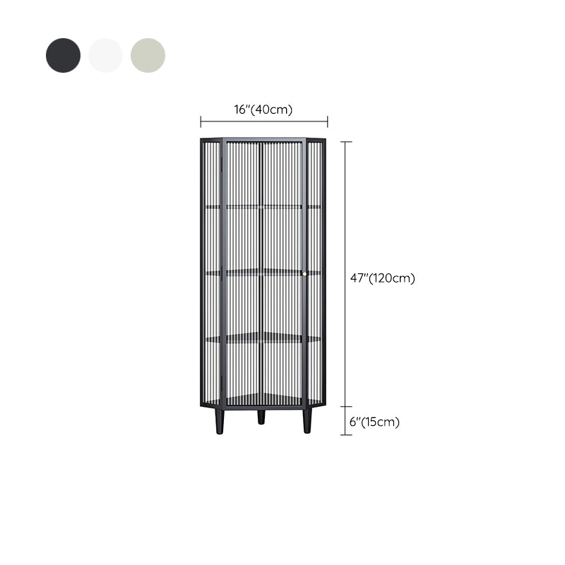 Contemporary Metal Curio Cabinet Corner Unit Display Cabinet with Doors for Dining Room