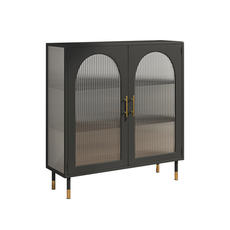 Contemporary Metal Curio Cabinet Glass Doors Display Cabinet with Doors