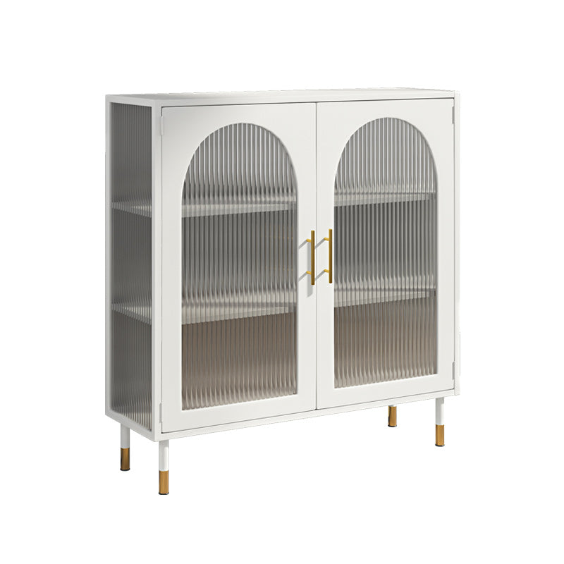 Contemporary Metal Curio Cabinet Glass Doors Display Cabinet with Doors