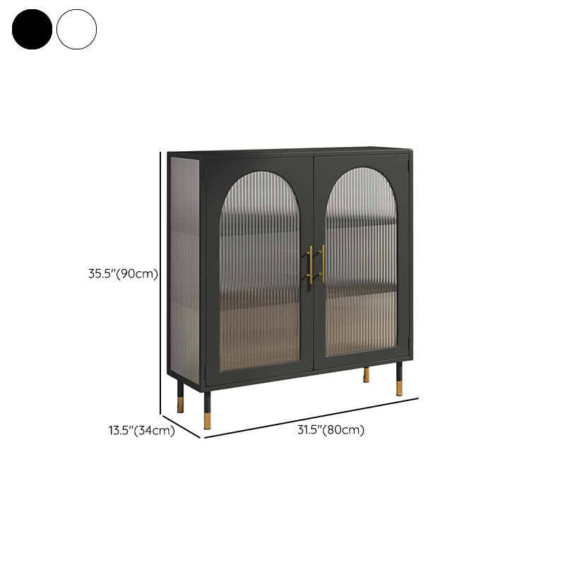 Contemporary Metal Curio Cabinet Glass Doors Display Cabinet with Doors