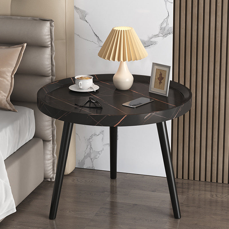 Contemporary Accent Table Nightstand Antique Finish Open Storage Night Table