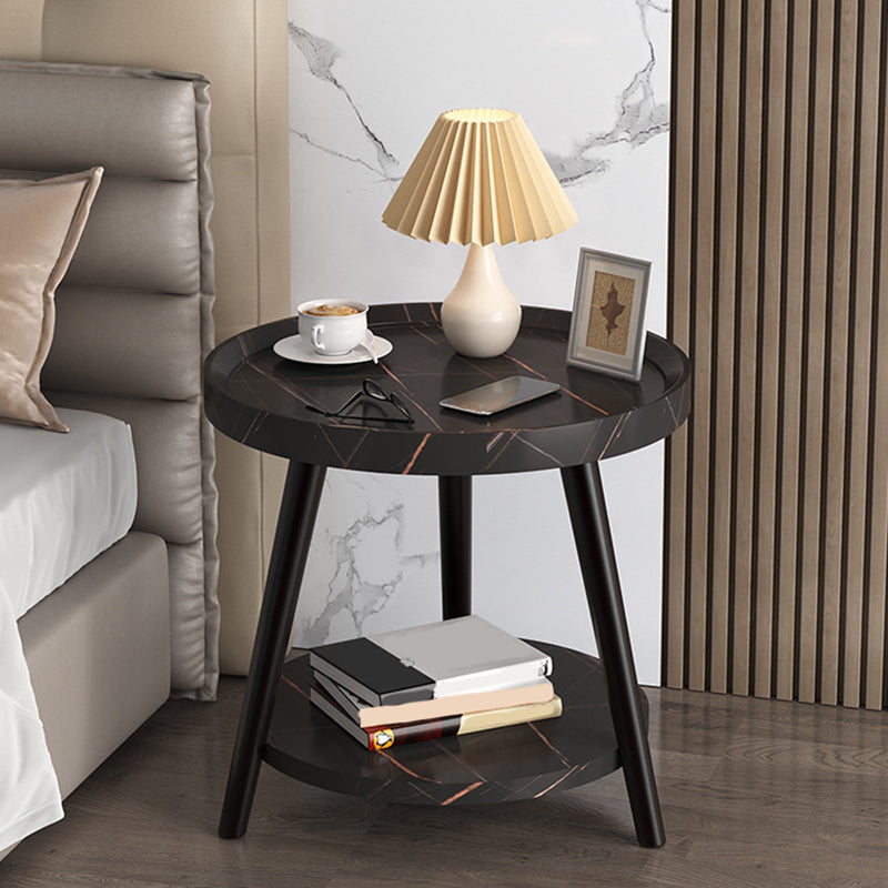 Contemporary Accent Table Nightstand Antique Finish Open Storage Night Table