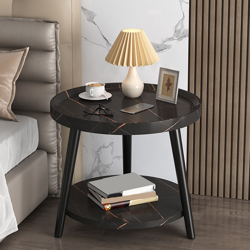 Contemporary Accent Table Nightstand Antique Finish Open Storage Night Table