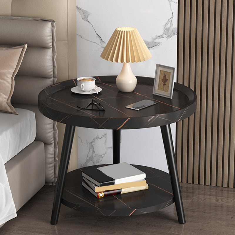 Contemporary Accent Table Nightstand Antique Finish Open Storage Night Table