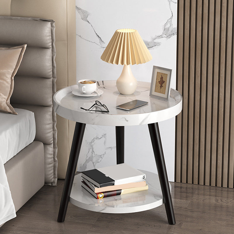 Contemporary Accent Table Nightstand Antique Finish Open Storage Night Table