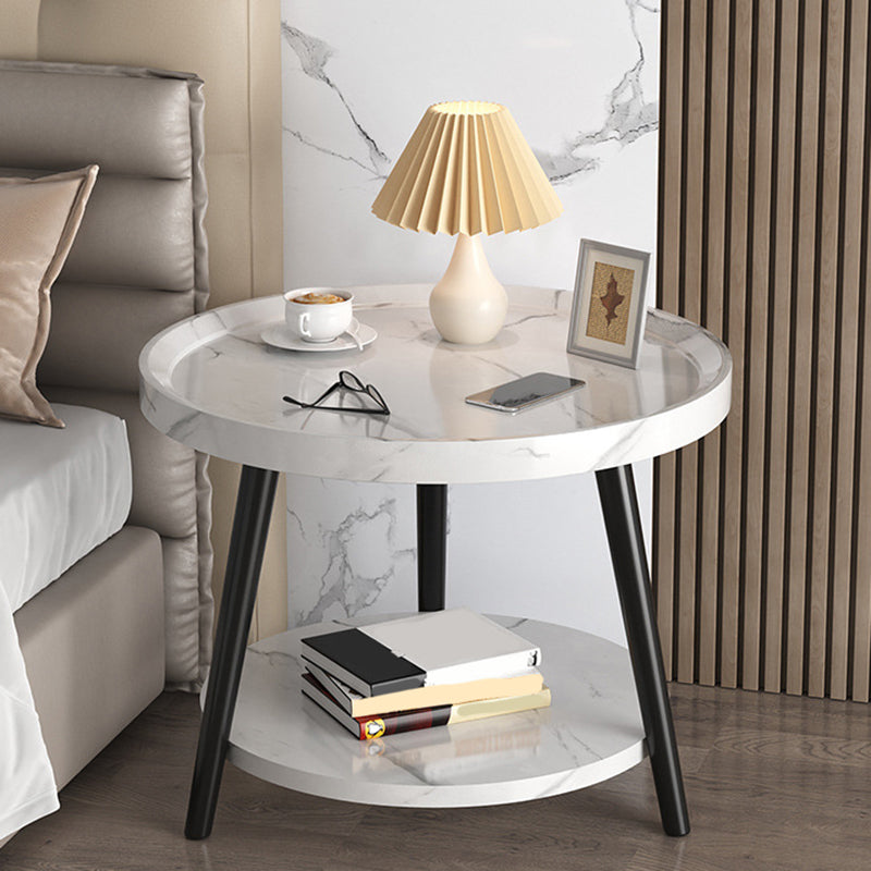 Contemporary Accent Table Nightstand Antique Finish Open Storage Night Table