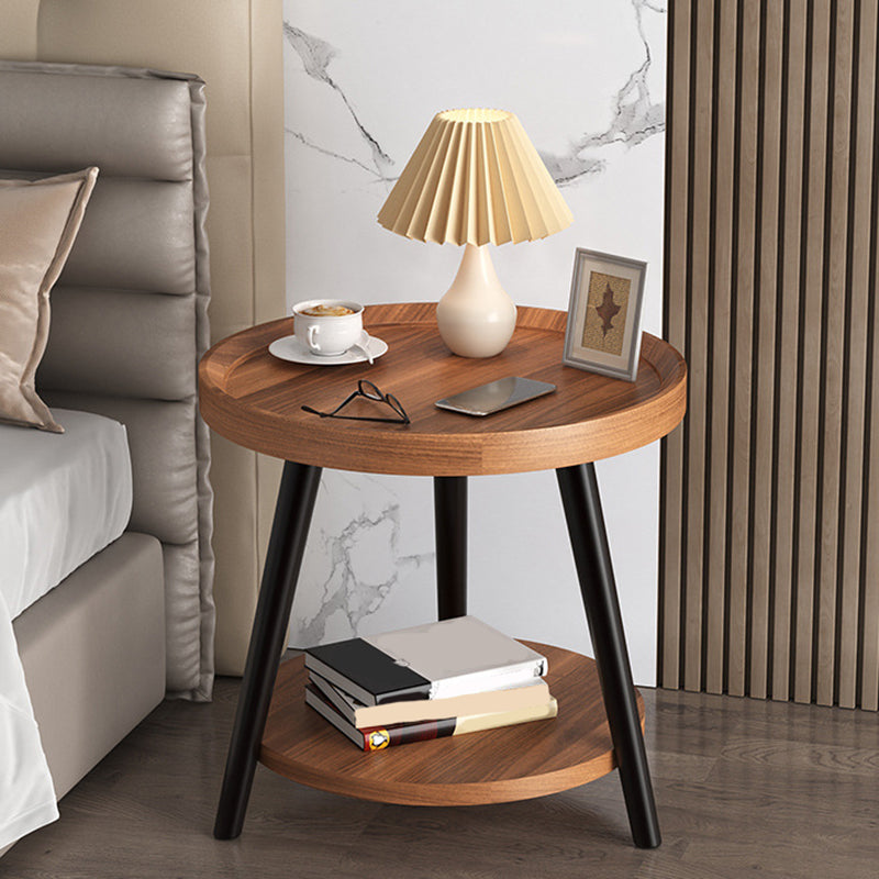 Contemporary Accent Table Nightstand Antique Finish Open Storage Night Table