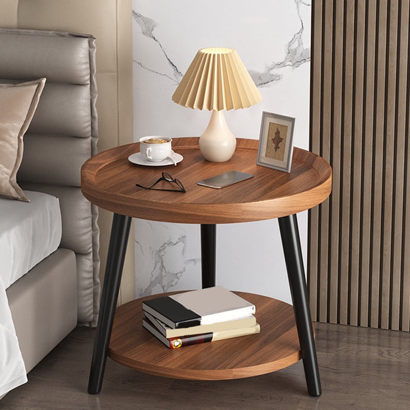 Contemporary Accent Table Nightstand Antique Finish Open Storage Night Table