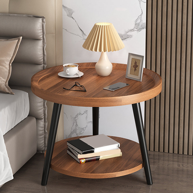 Contemporary Accent Table Nightstand Antique Finish Open Storage Night Table