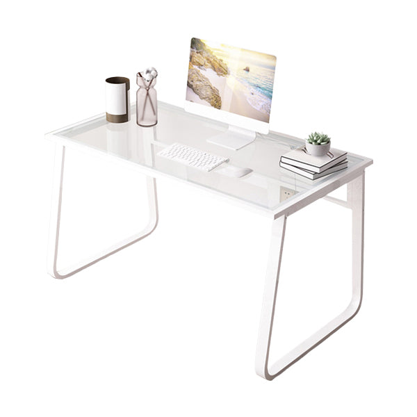 Modern 28.54" Tall Office Desk Glass Top Rectangular Writing Desk