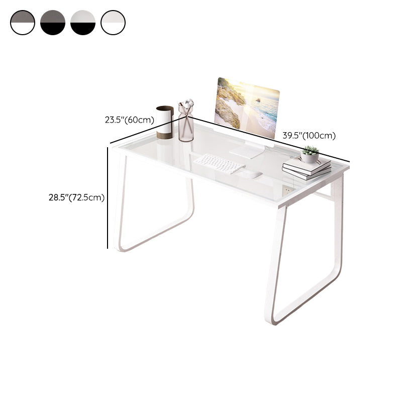 Modern 28.54" Tall Office Desk Glass Top Rectangular Writing Desk