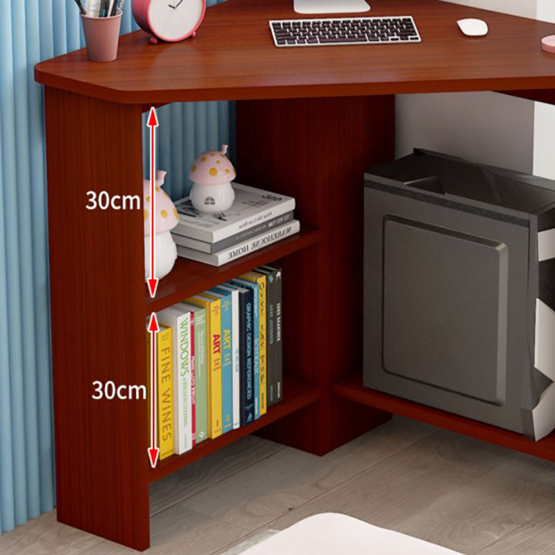 Contemporary Engineered Wood Writing Desk Bedroom Office Desk with Shelf