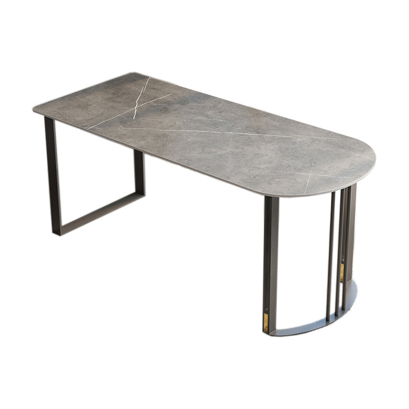 Industrial Stone Office Desk 29.53-inch Tall Writing Desk with Iron Legs