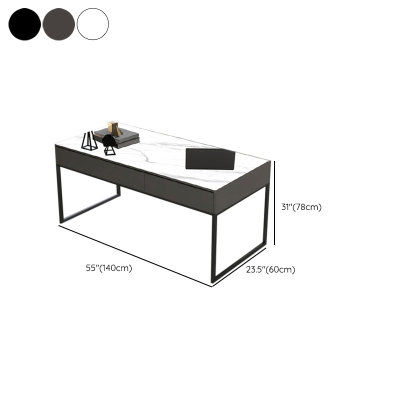 Industrial 30.71-inch Tall Office Desk Sled Base 2-drawer Writing Desk