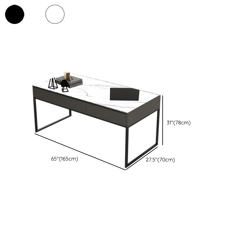 Industrial 30.71-inch Tall Office Desk Sled Base 2-drawer Writing Desk