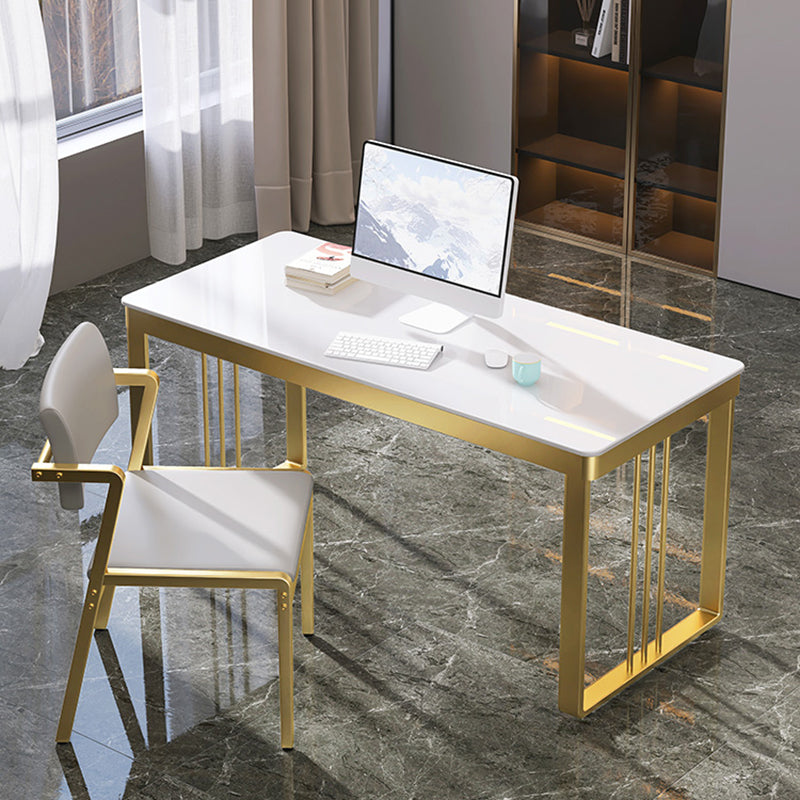 Glam Engineered Wood Writing Desk Bedroom Office Desk with Metal Legs