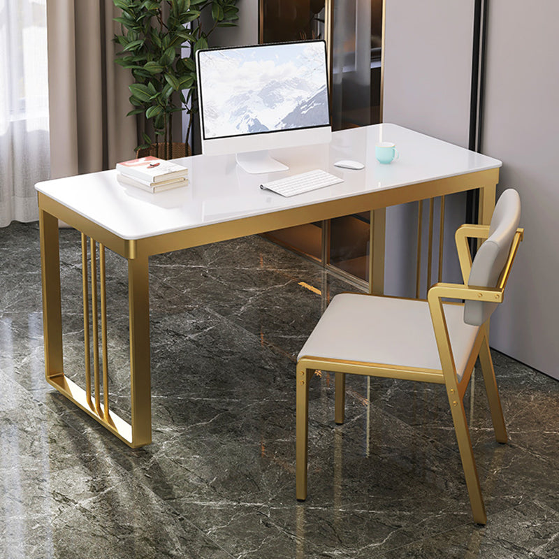 Glam Engineered Wood Writing Desk Bedroom Office Desk with Metal Legs