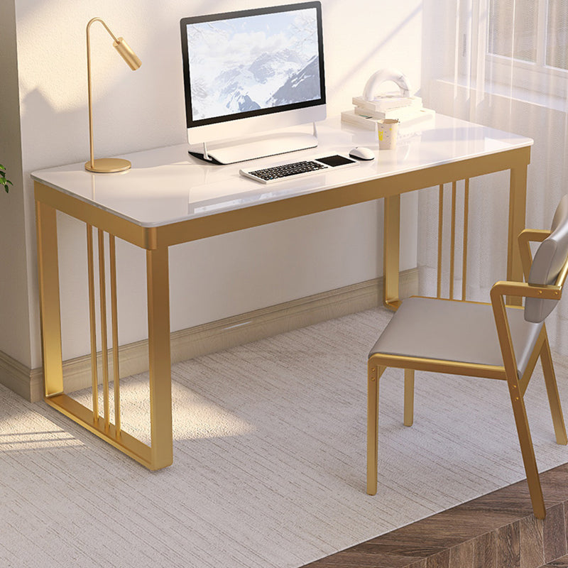 Glam Engineered Wood Writing Desk Bedroom Office Desk with Metal Legs