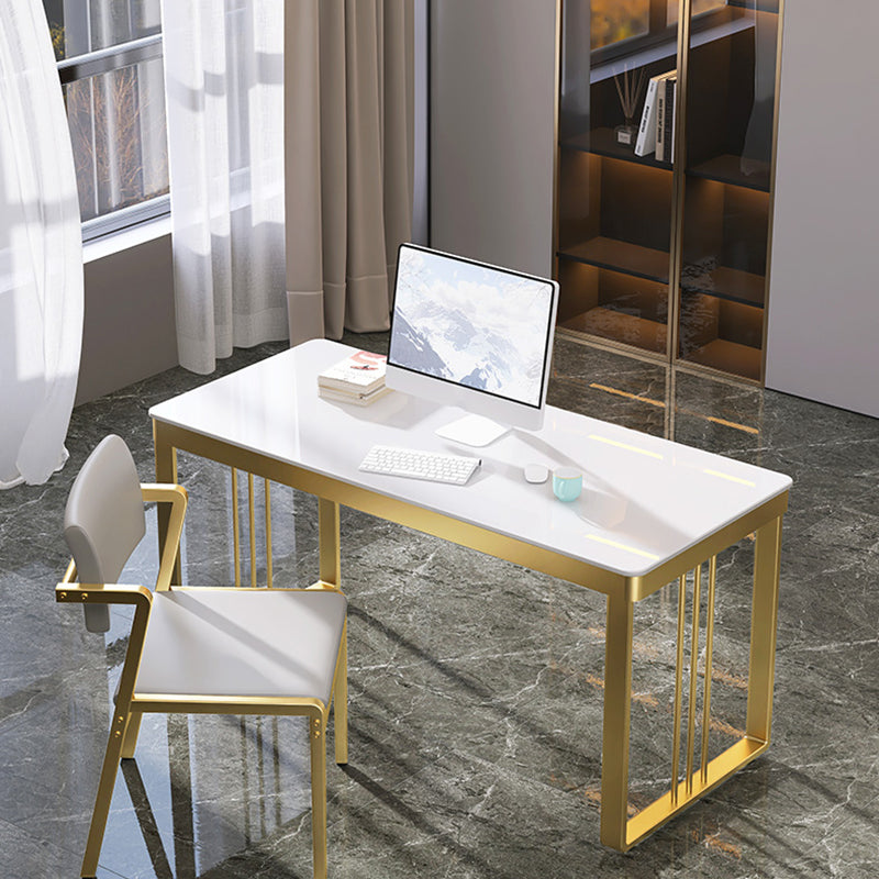 Glam Engineered Wood Writing Desk Bedroom Office Desk with Metal Legs