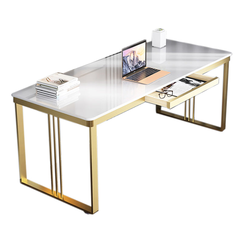 Glam Engineered Wood Writing Desk Bedroom Office Desk with Metal Legs