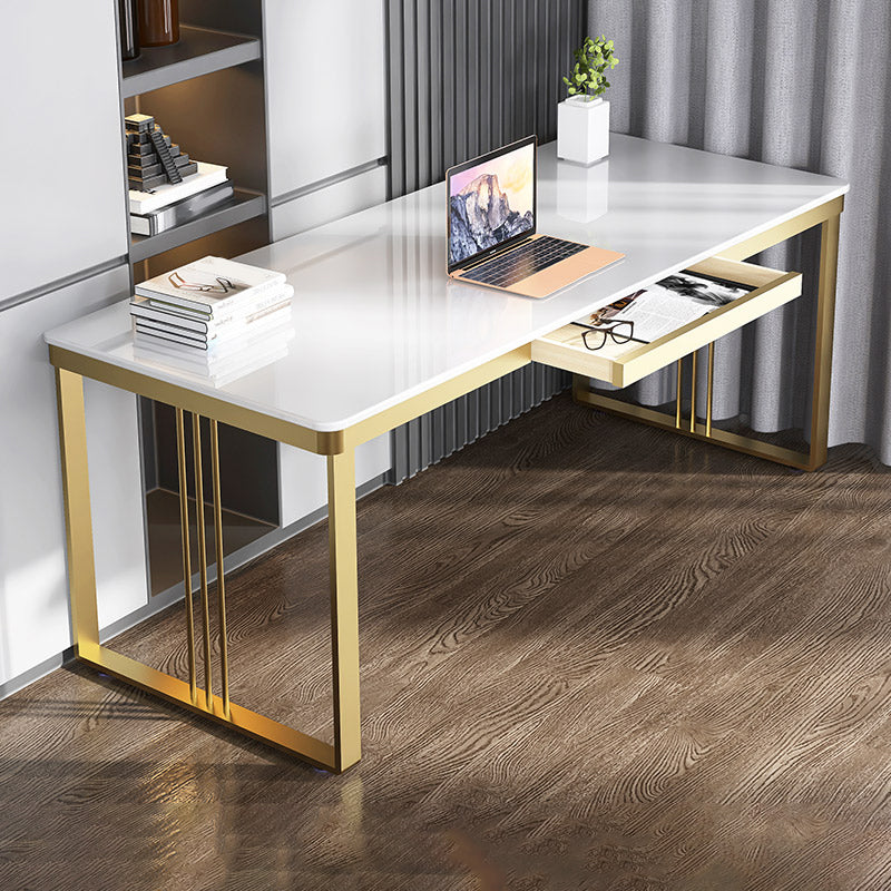 Glam Engineered Wood Writing Desk Bedroom Office Desk with Metal Legs