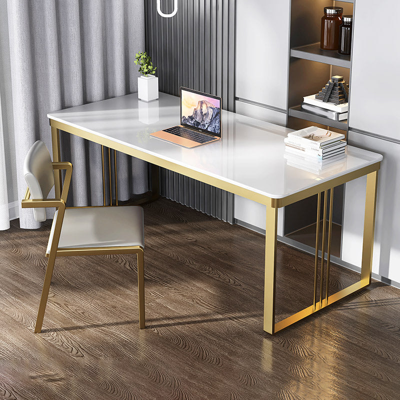 Glam Engineered Wood Writing Desk Bedroom Office Desk with Metal Legs