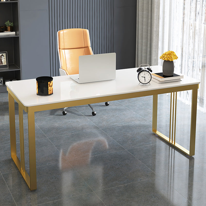 Glam Engineered Wood Writing Desk Bedroom Office Desk with Metal Legs