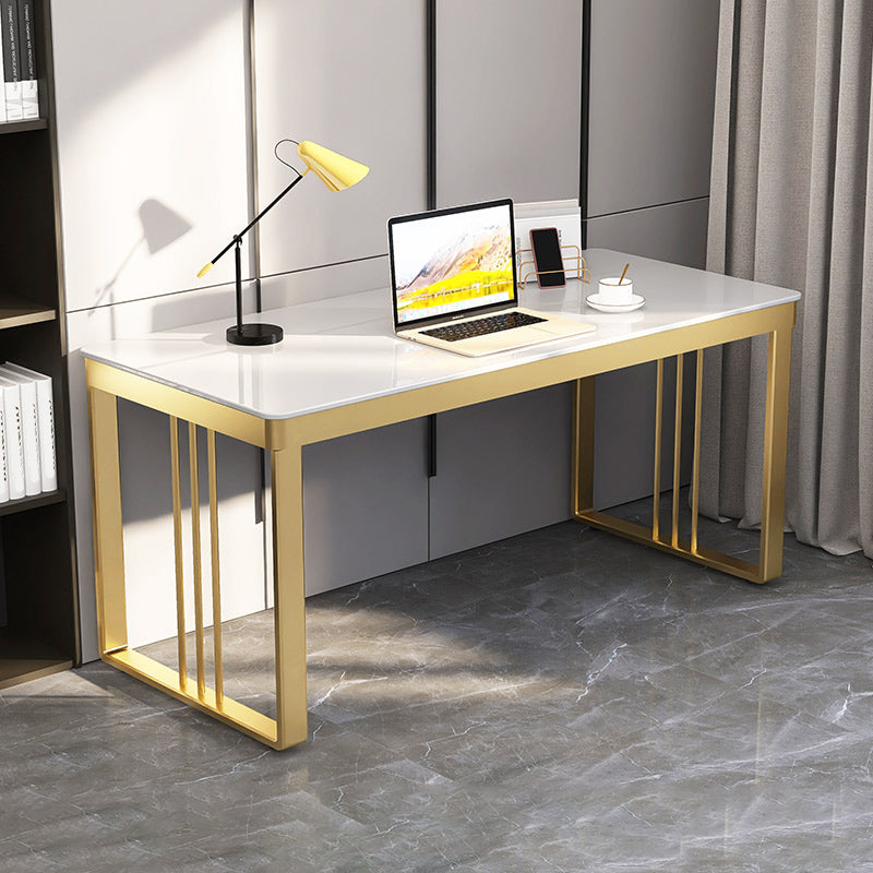 Glam Engineered Wood Writing Desk Bedroom Office Desk with Metal Legs