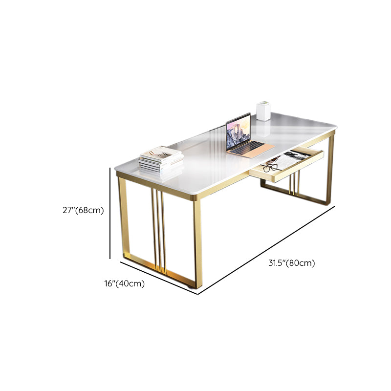 Glam Engineered Wood Writing Desk Bedroom Office Desk with Metal Legs