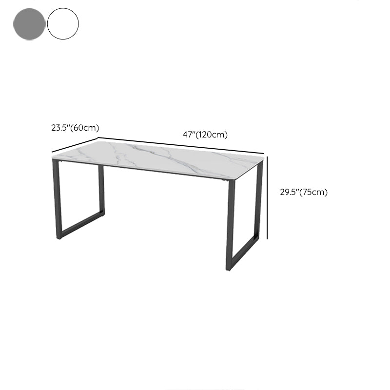 Modern Stone Curved Office Desk Sled Base 29.53" Tall Writing Desk