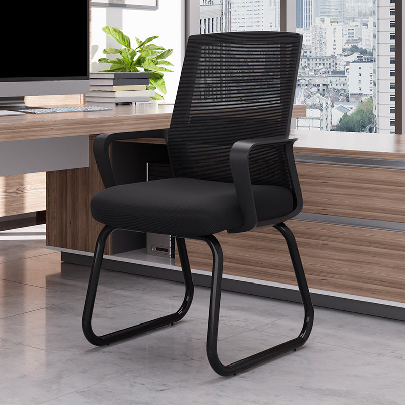 Modern Desk Chair No Wheels Fixed Arms Upholstered No Distressing Office Chair