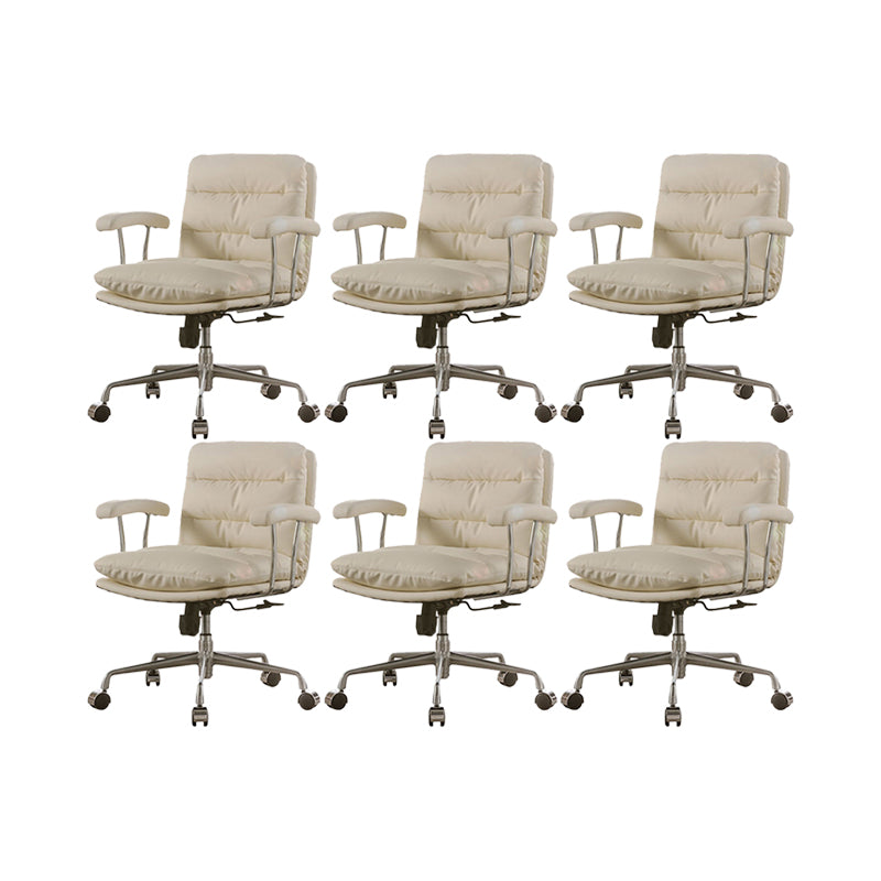 Contemporary Fixed Arms Desk Chair Leather Conference Chair for Office