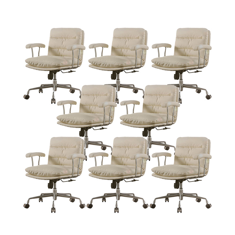 Contemporary Fixed Arms Desk Chair Leather Conference Chair for Office