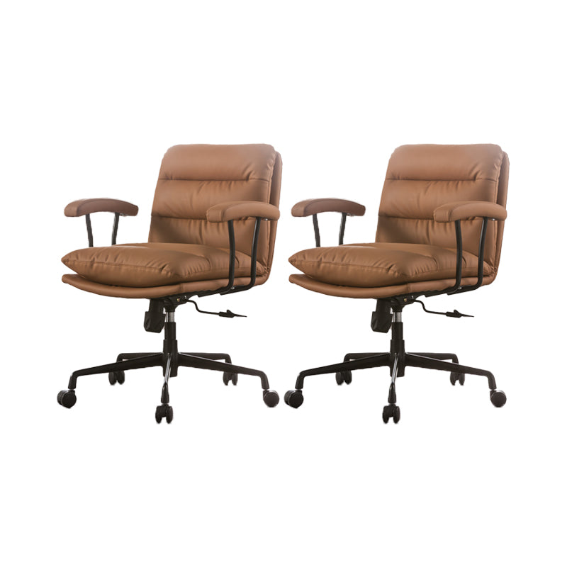 Contemporary Fixed Arms Desk Chair Leather Conference Chair for Office