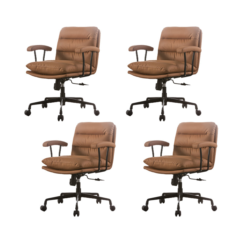 Contemporary Fixed Arms Desk Chair Leather Conference Chair for Office