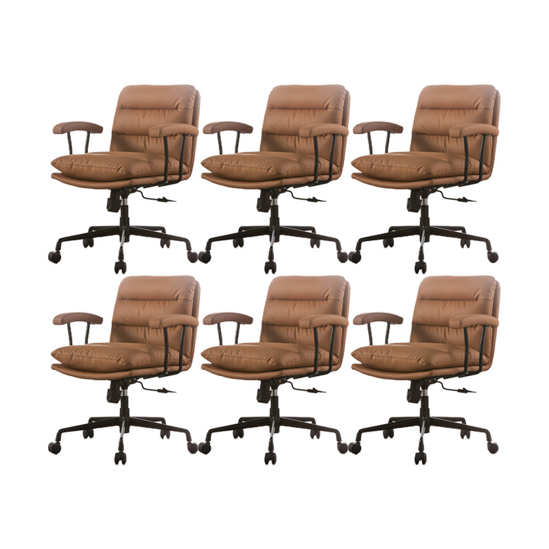 Contemporary Fixed Arms Desk Chair Leather Conference Chair for Office