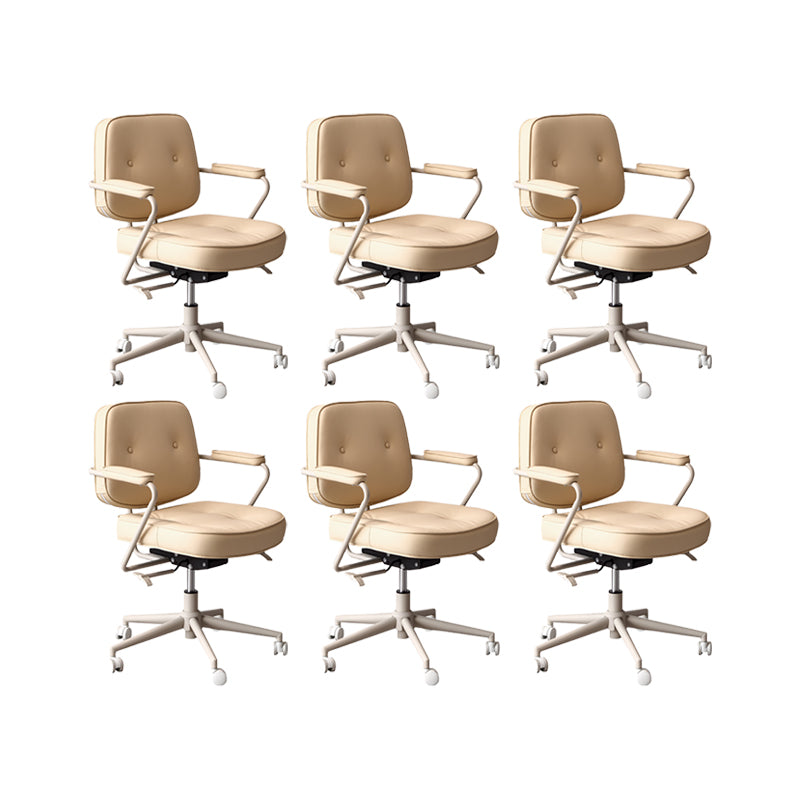 Contemporary Padded Arms Task Chair Leather Desk Chair for Office