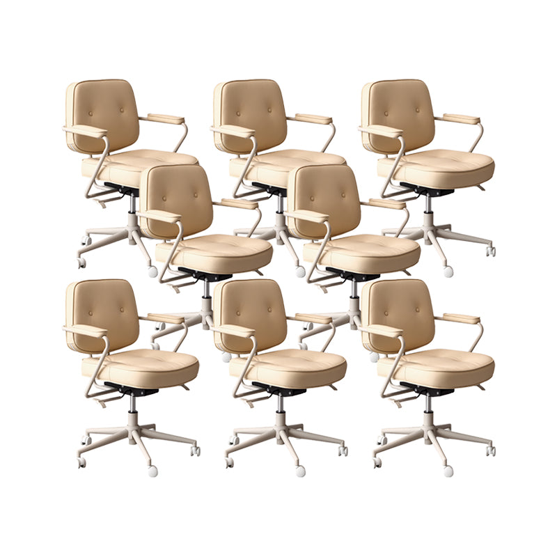 Contemporary Padded Arms Task Chair Leather Desk Chair for Office