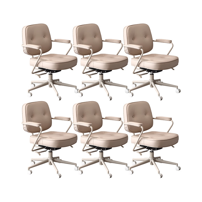 Contemporary Padded Arms Task Chair Leather Desk Chair for Office