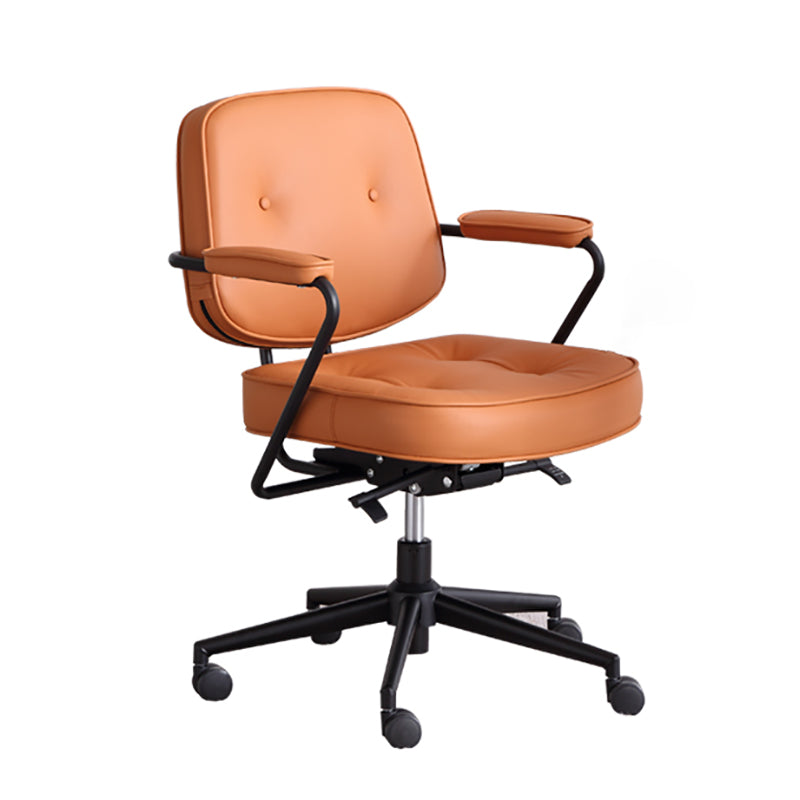 Contemporary Padded Arms Task Chair Leather Desk Chair for Office